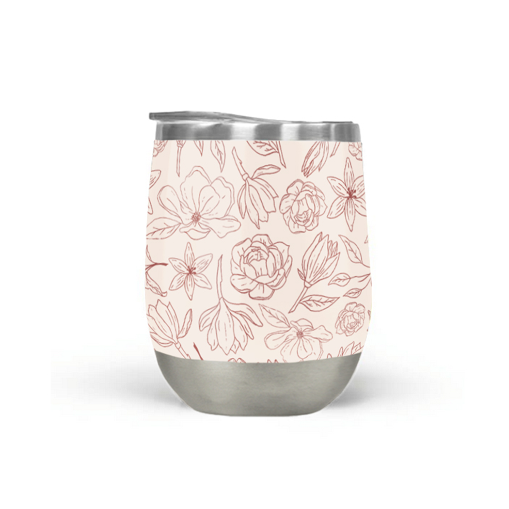 Burgundy Magnolia Wine Tumbler